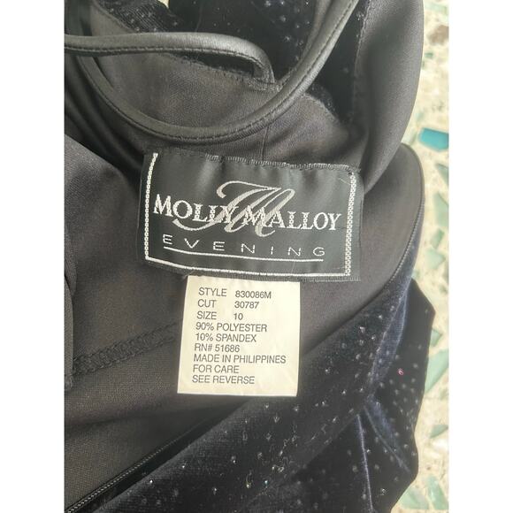 Vintage Black Velvet Sparkly Long Event Cocktail Dress 10 Whimsigoth Dark Fairy - Picture 9 of 9